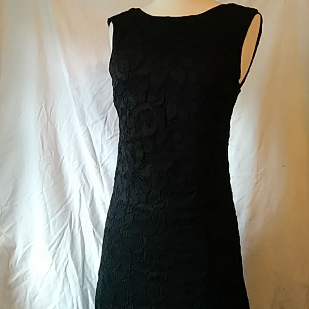 Lamade Black Lace Dress W Plunging Back-Sz Xs